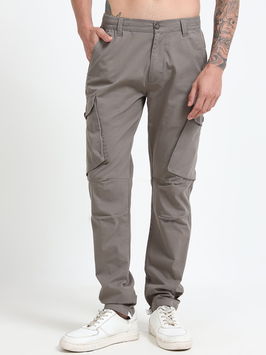 

RIGS AND RAGS Men Original Regular Fit Cargos Trousers, Grey