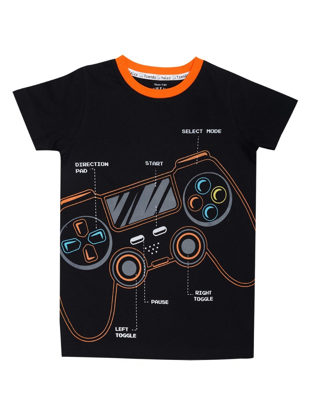 

YALZZ Boys Printed Applique T-shirt, Black