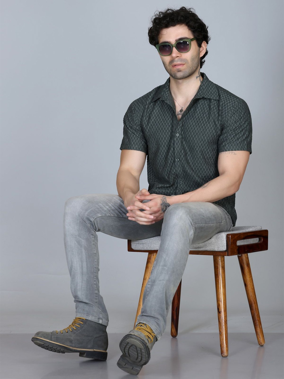 

Antiloop Men Floral Opaque Casual Shirt, Green