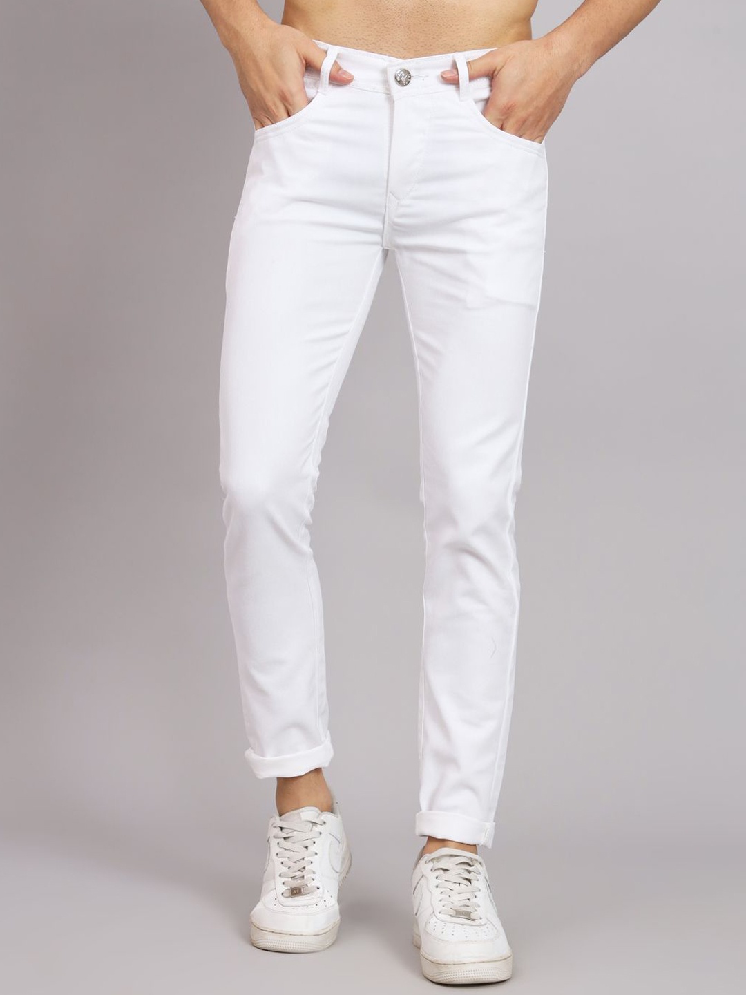 

LINARIA Men Classic Clean Look Mid-Rise Stretchable Jeans, White