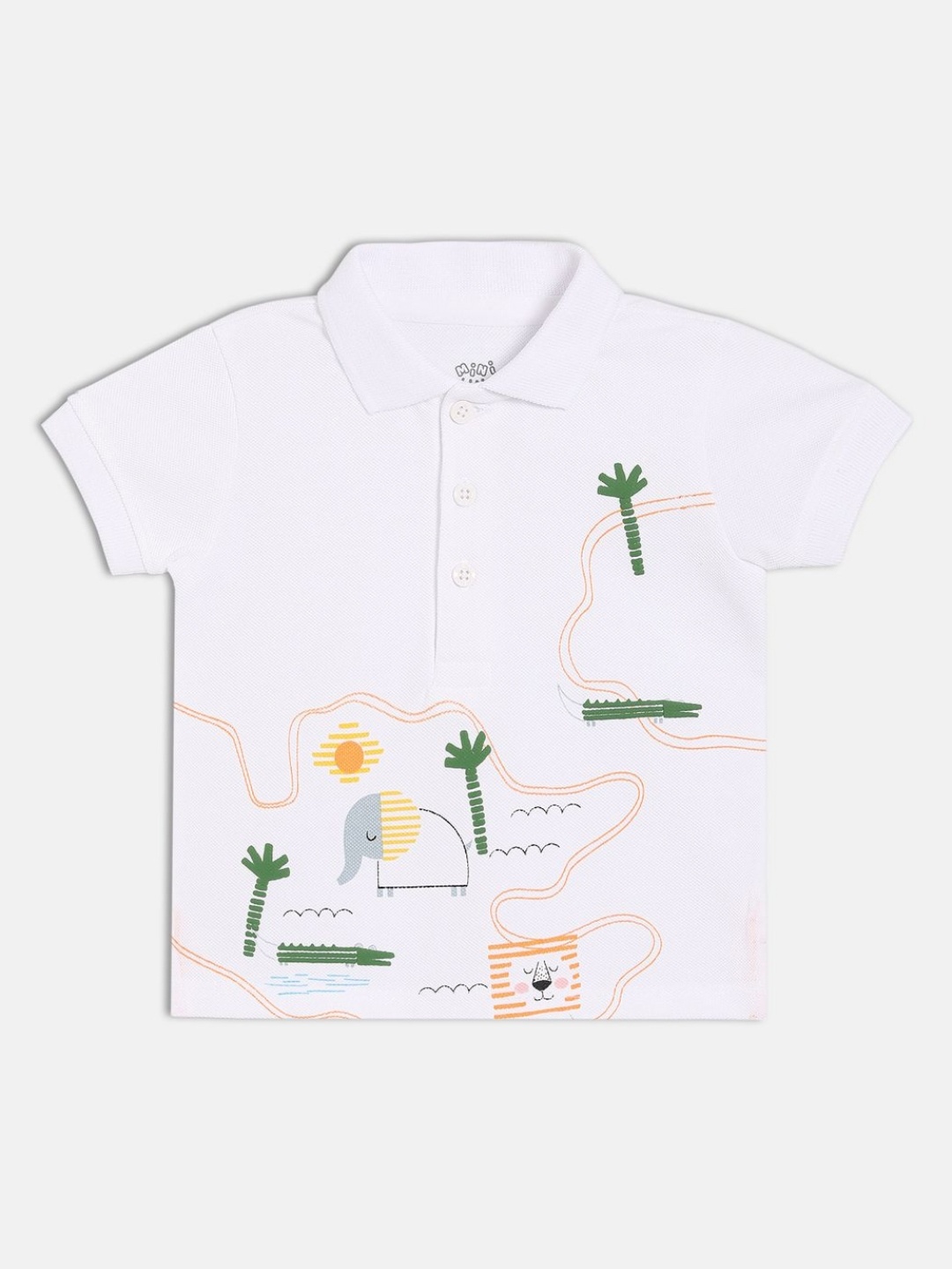 

MINI KLUB Boys Printed Polo Collar Pure Cotton T-shirt, White