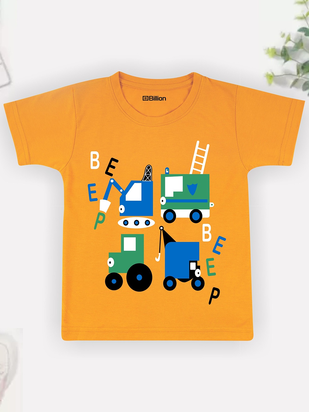 

Billion Boys Printed Bio Finish Applique T-shirt, Mustard
