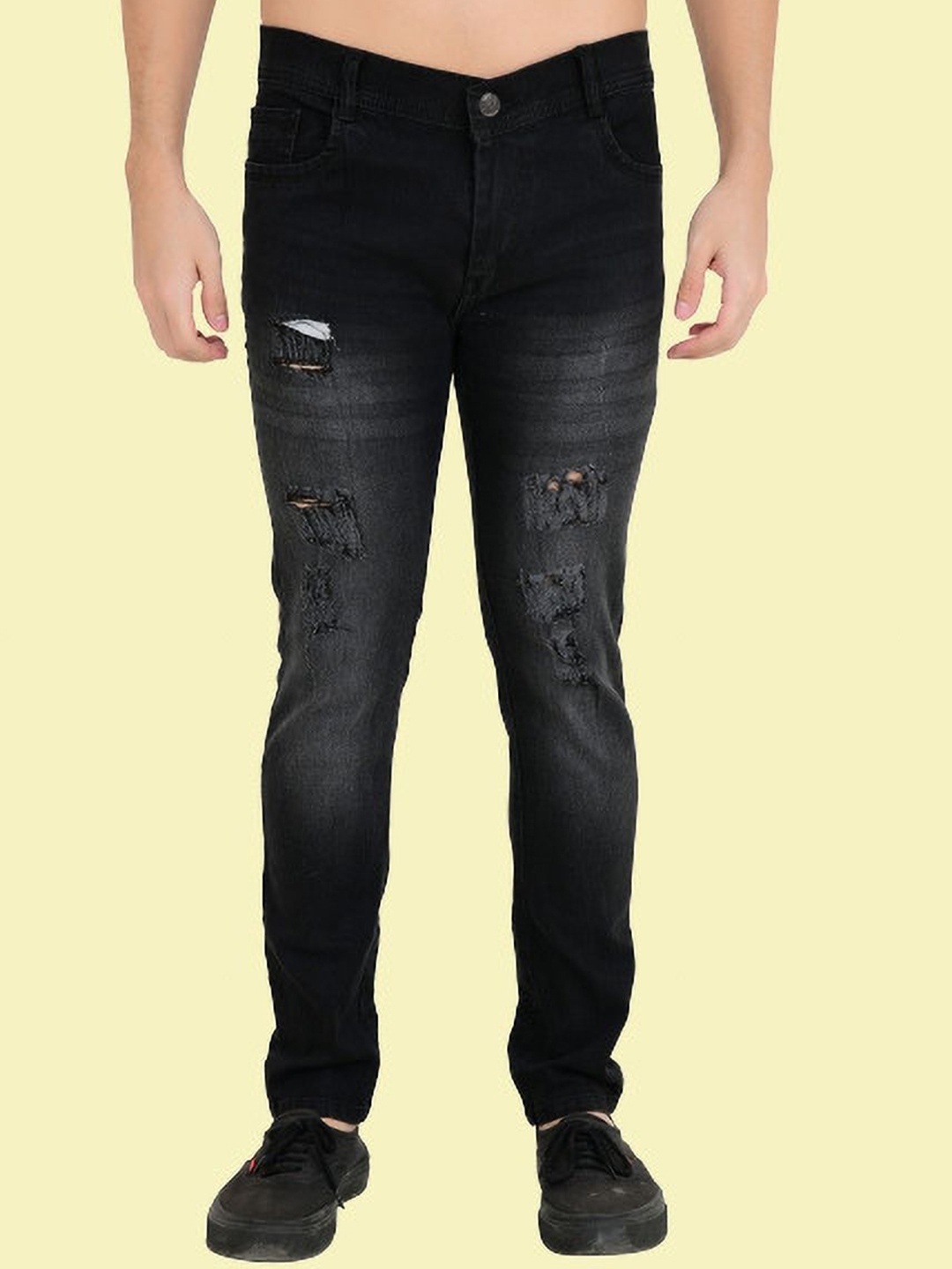 

LINARIA Men Classic Slim Fit Mildly Distressed Heavy Fade Jeans, Grey