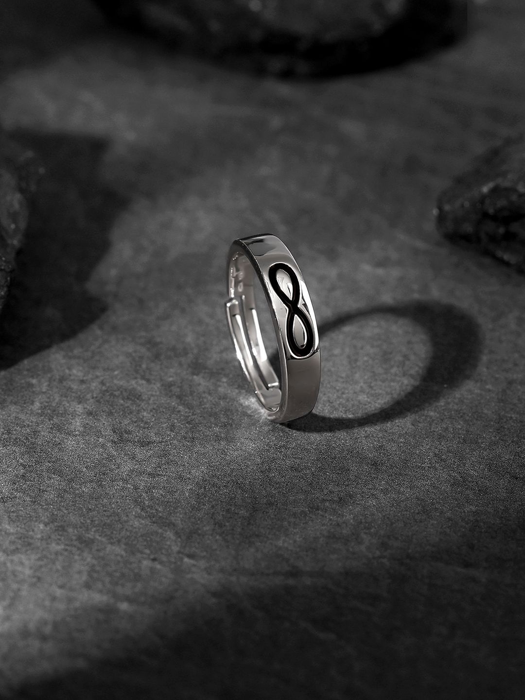 

GIVA 925 Silver Rhodium-Plated Eternal Connection Ring For Him Adjustable Indian 17