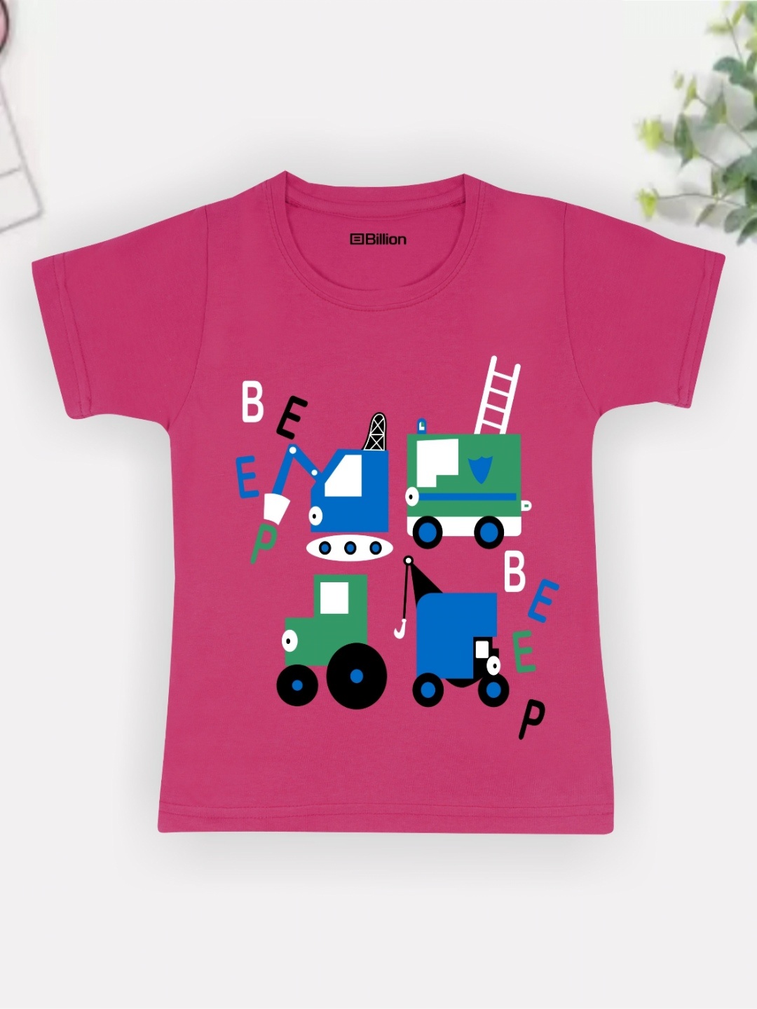 

Billion Boys Printed Extended Sleeves Bio Finish Applique T-shirt, Pink