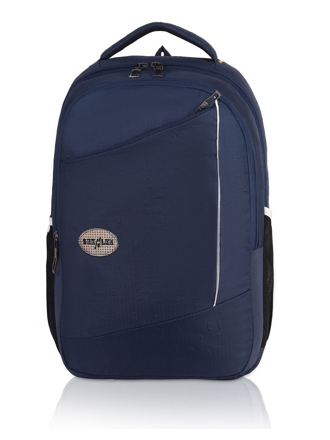 

Seenlee Men Brand Logo Self Design Backpack, Navy blue