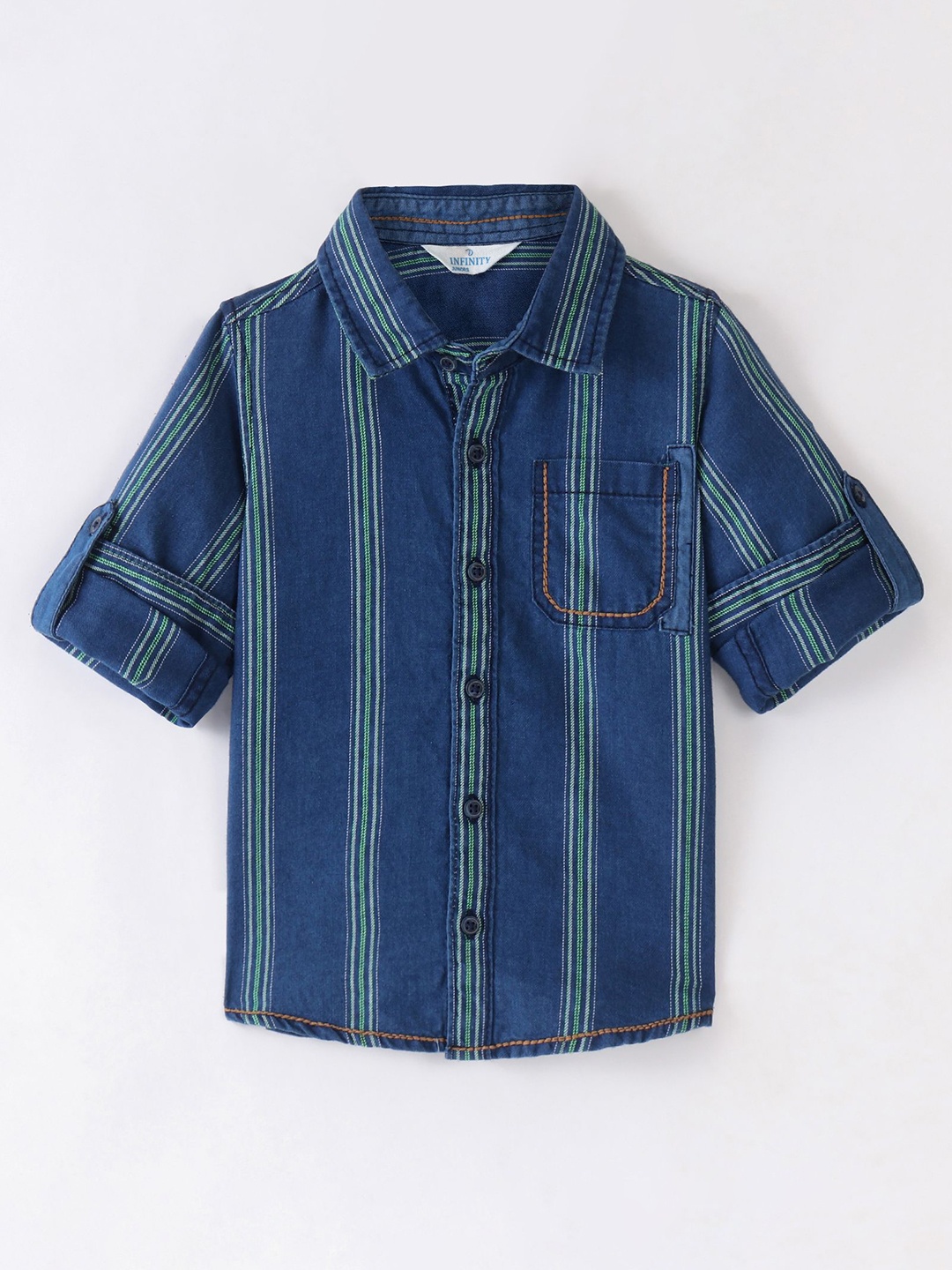 

Infinity Boys Opaque Striped Casual Shirt, Blue