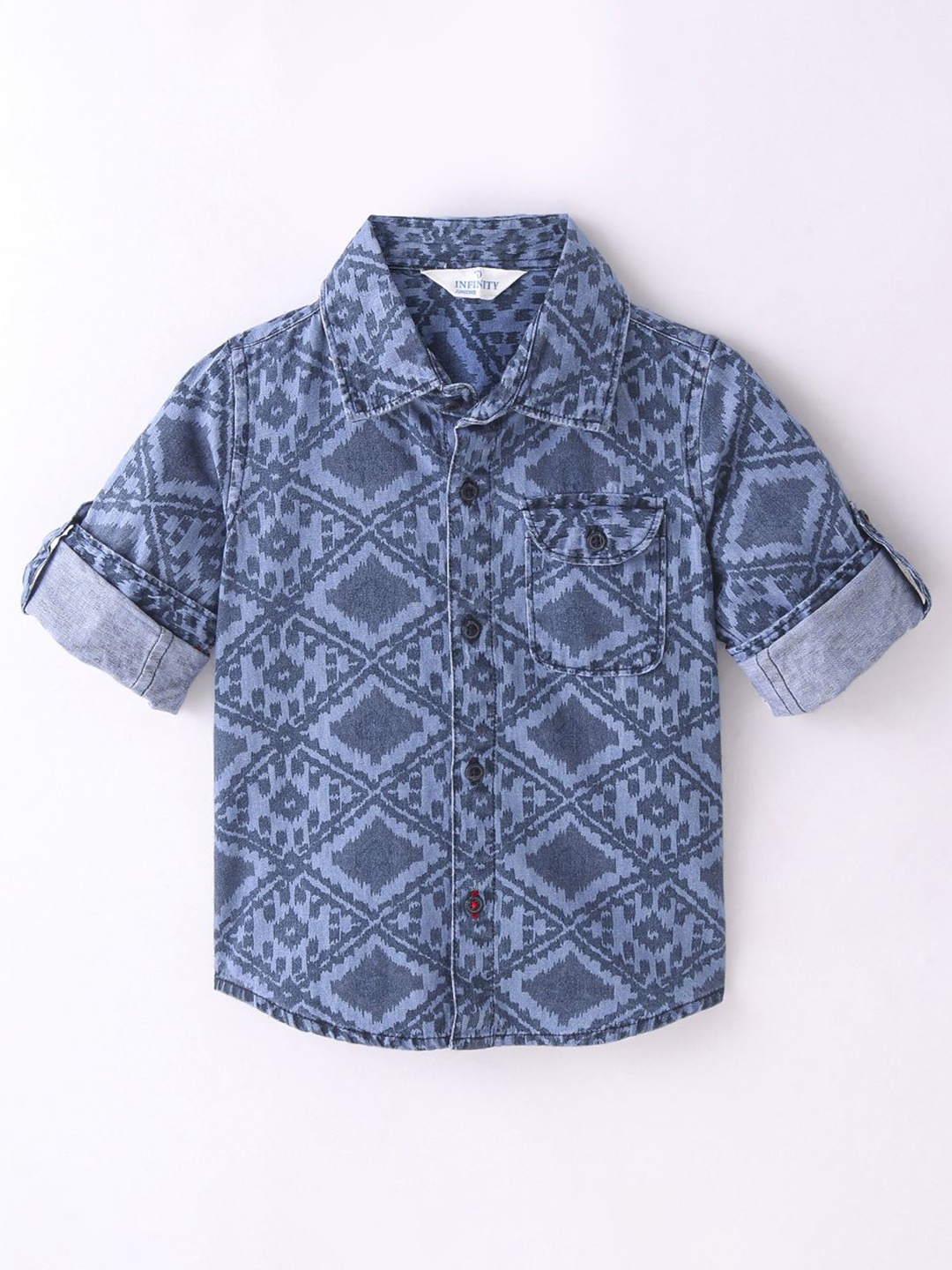 

Infinity Boys Opaque Printed Casual Shirt, Blue