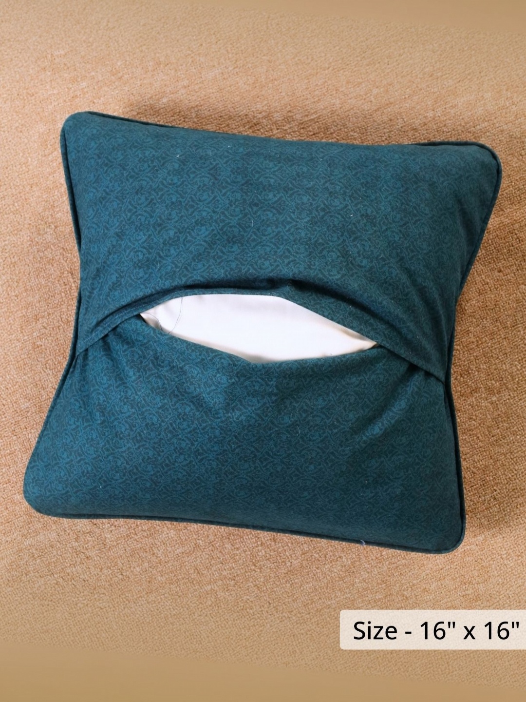 

Peepul Tree Cream-Coloured & Blue Set of 2 Geometric Square Cushion Covers