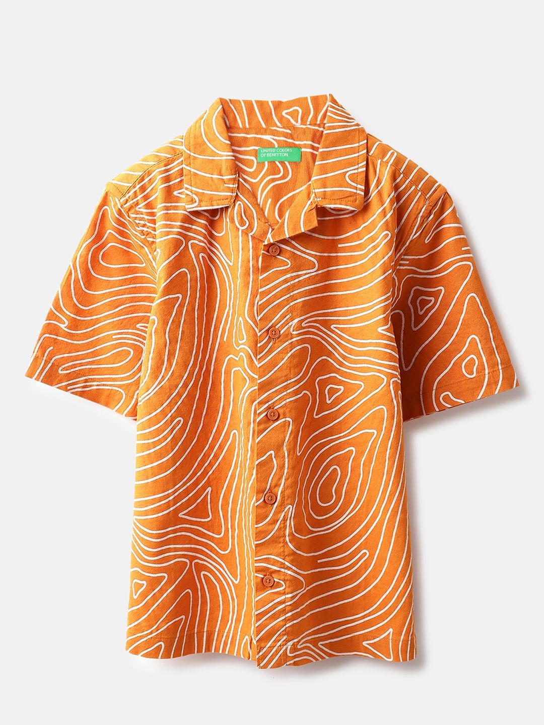 

United Colors of Benetton Boys Opaque Printed Casual Shirt, Orange