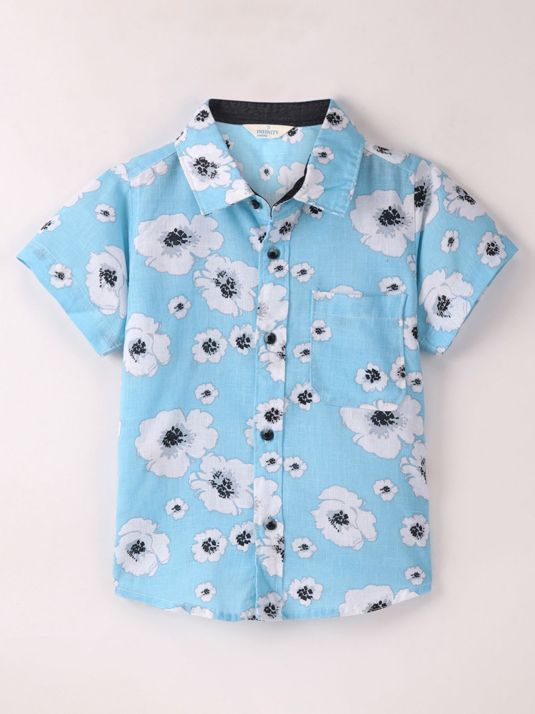 

Infinity Boys Tailored Fit Opaque Printed Casual Shirt, Blue