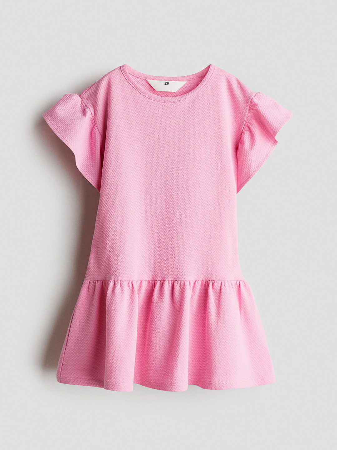 

H&M Flutter-Sleeved Cotton Dress, Pink