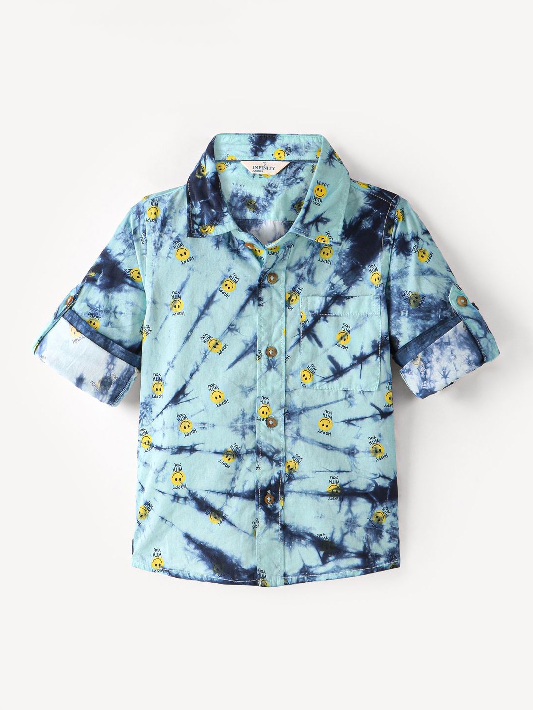 

Infinity Boys Opaque Printed Casual Shirt, Blue