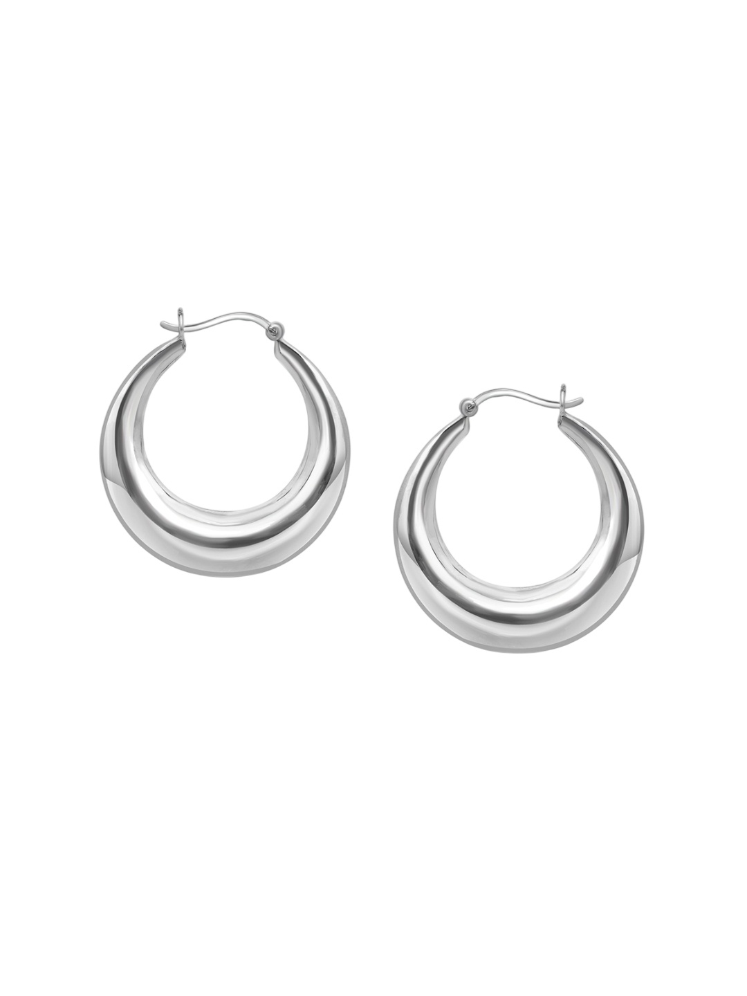 

925 SILLER 925 Sterling Silver Rhodium-Plated Circular Shaped Hoop Earrings