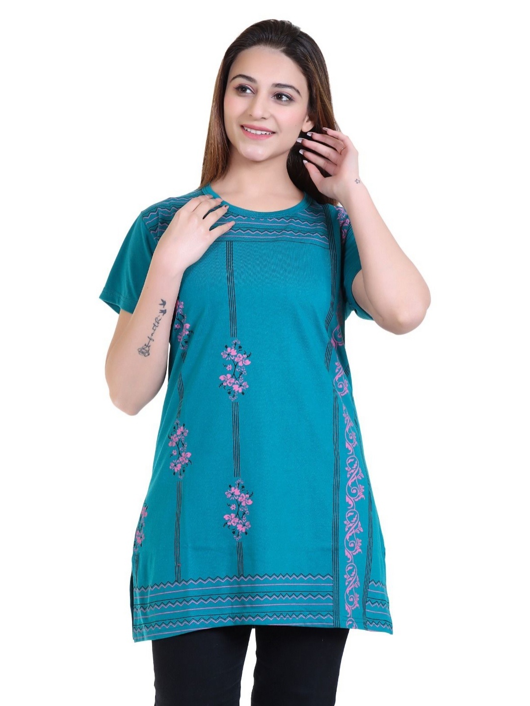 

RG BY S.S. Clothing Women Printed T-shirt, Teal
