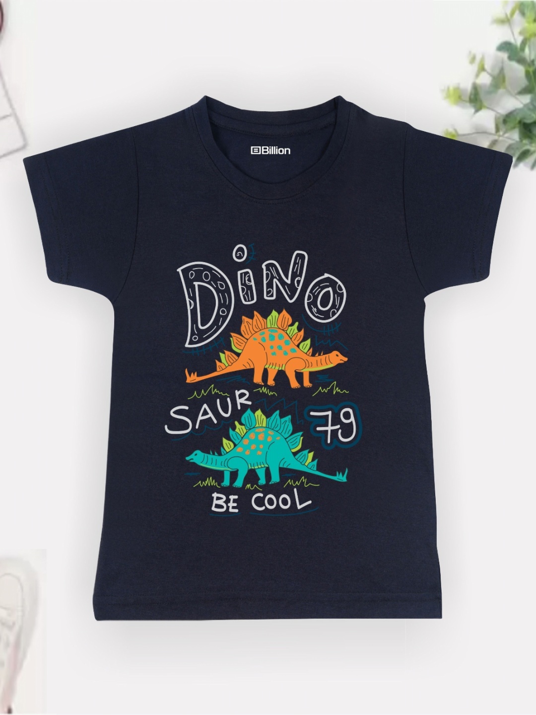 

Billion Boys Printed Bio Finish Applique T-shirt, Navy blue