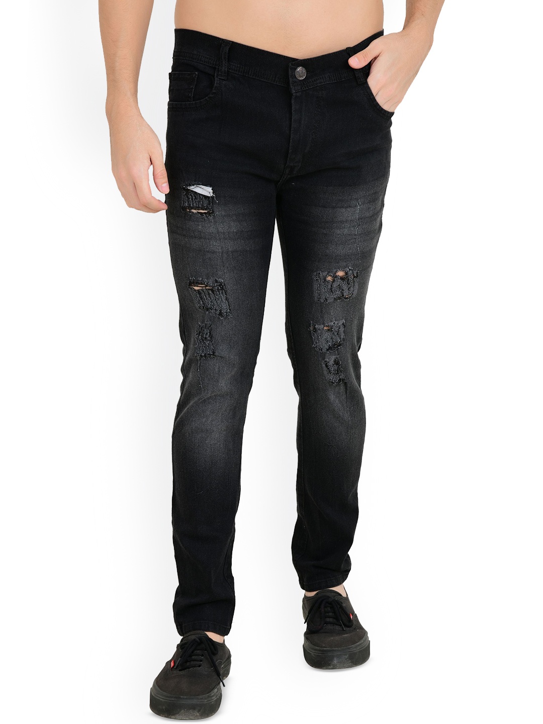 

LINARIA Men Classic Slim Fit Mildly Distressed Light Fade Jeans, Grey