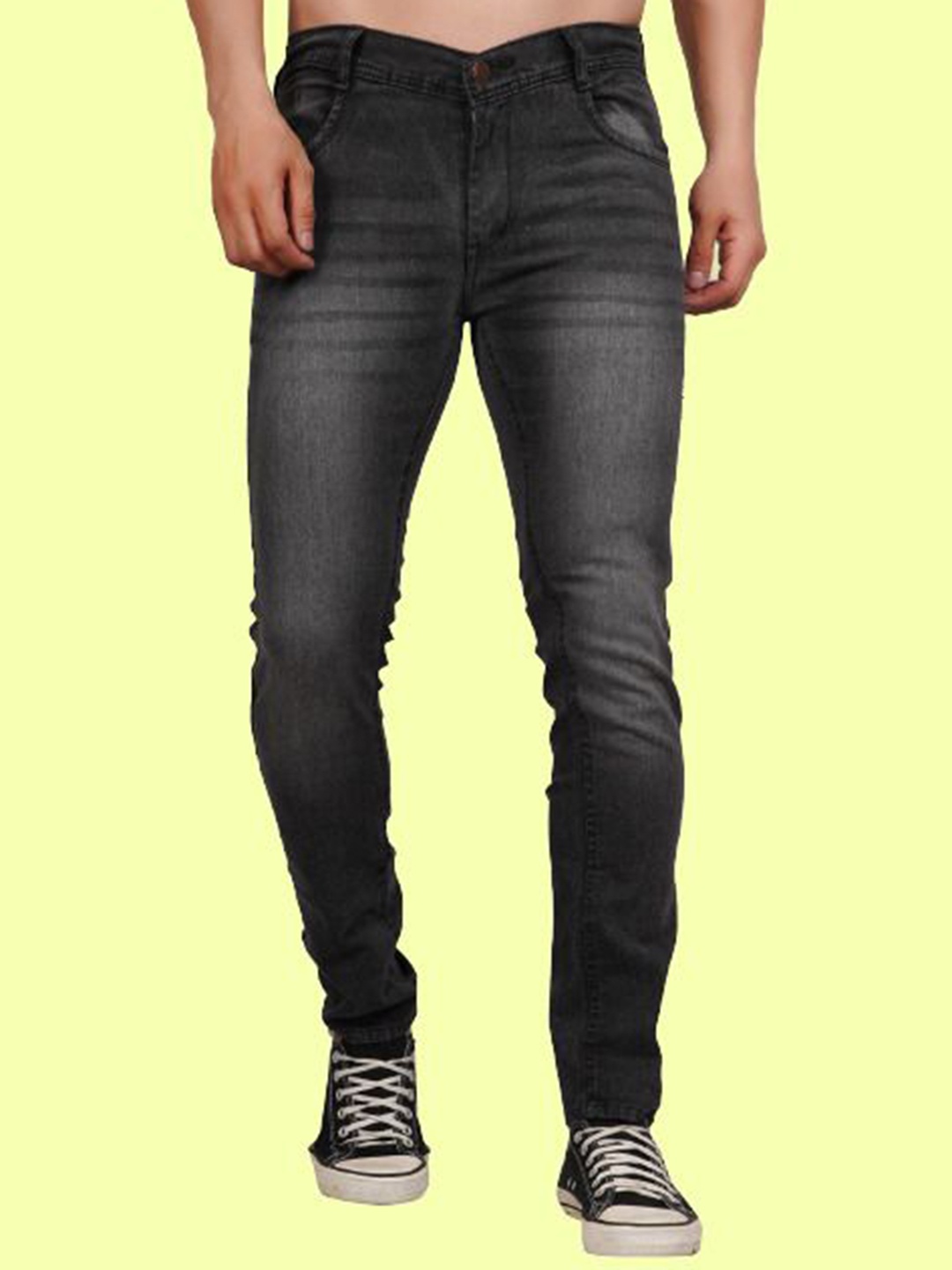 

LINARIA Men Classic Slim Fit Low-Rise Clean Look Light Fade Cotton Jeans, Grey