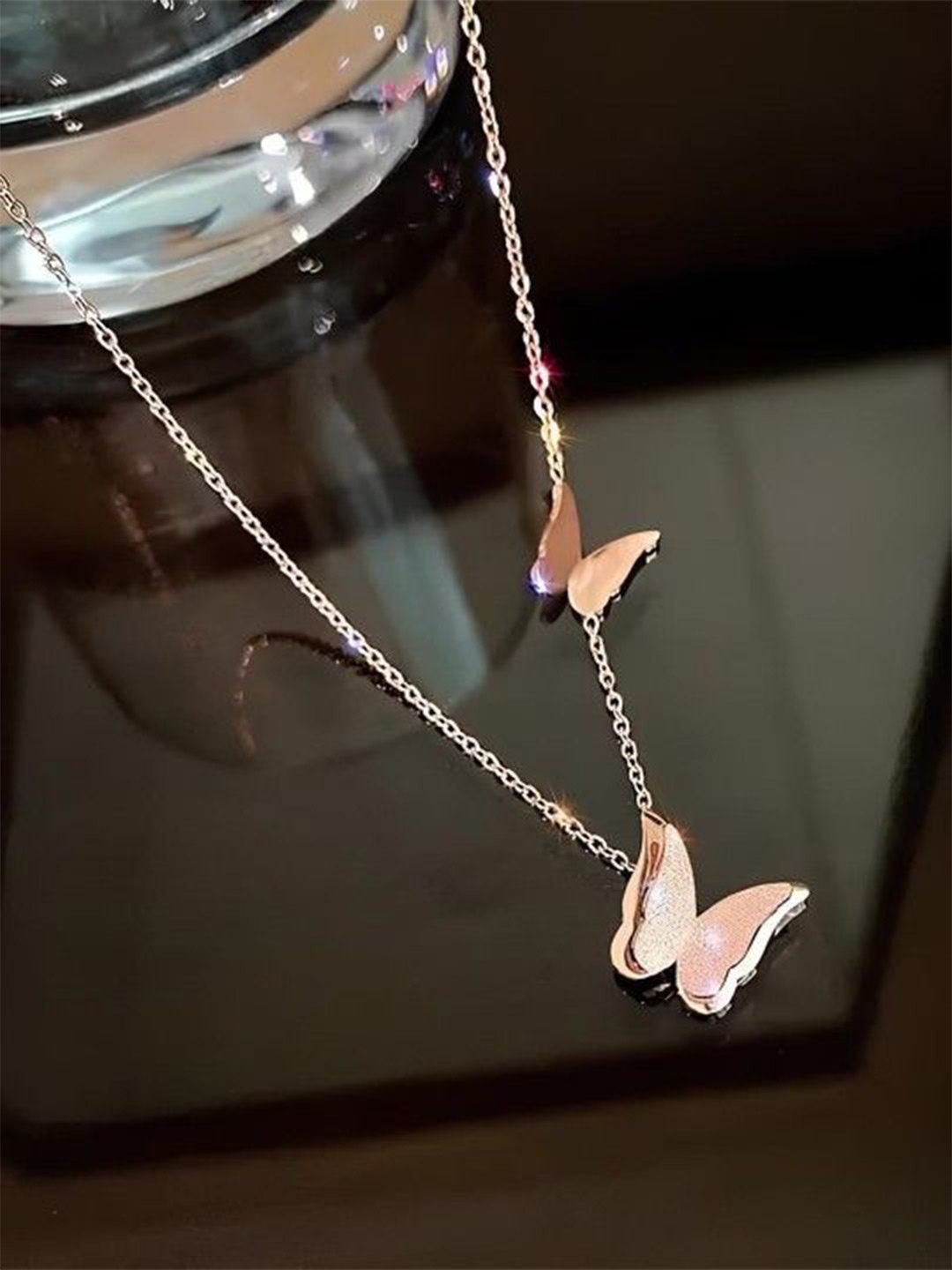 

PASU FASHION Rose Gold-Plated Butterfly Necklace