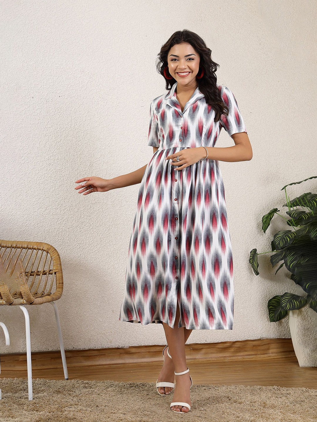 

House Of Zelena Print Maternity A-Line Dress, Red