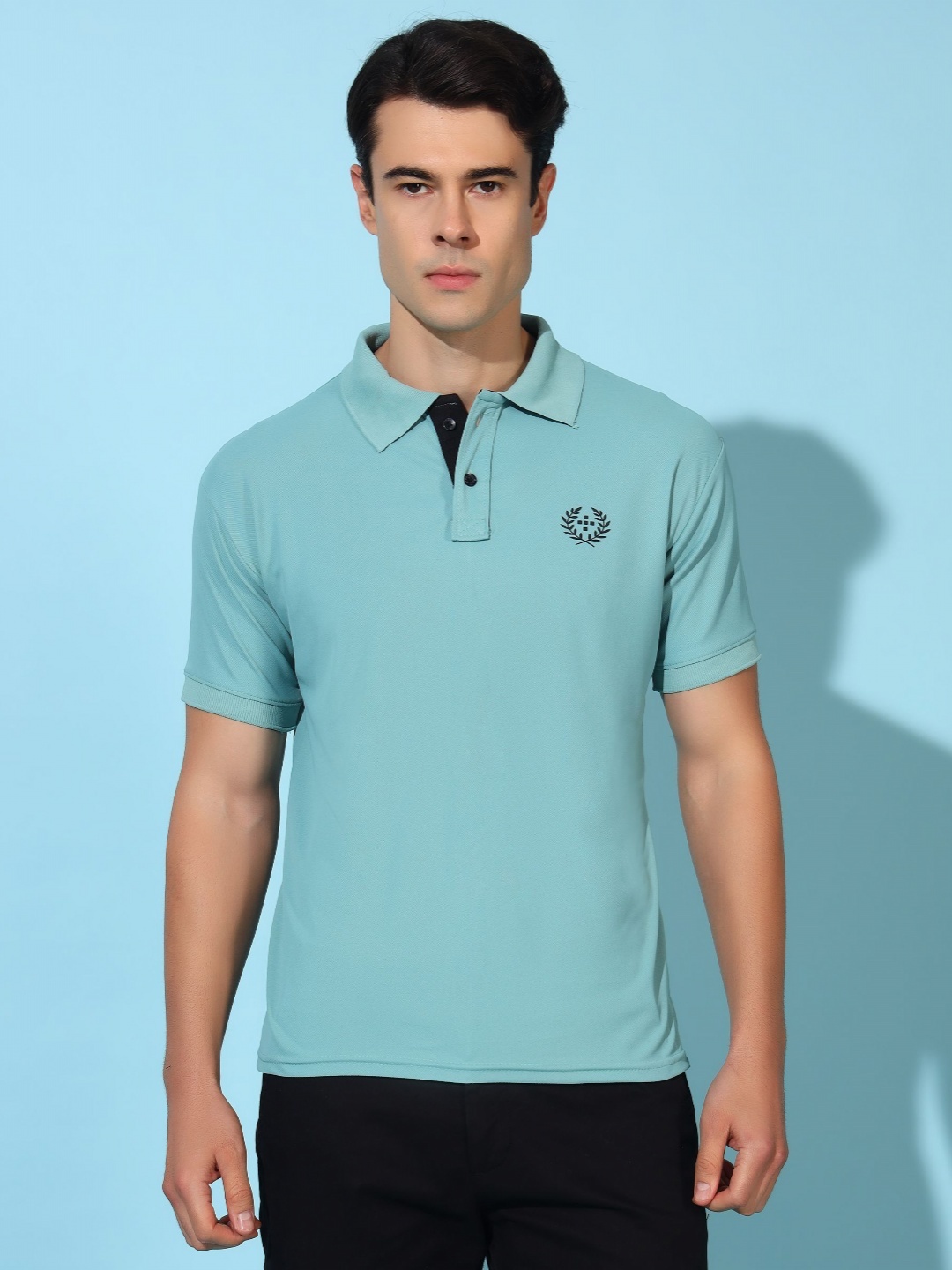 

Christy World Men Polo Collar Applique T-shirt, Multi