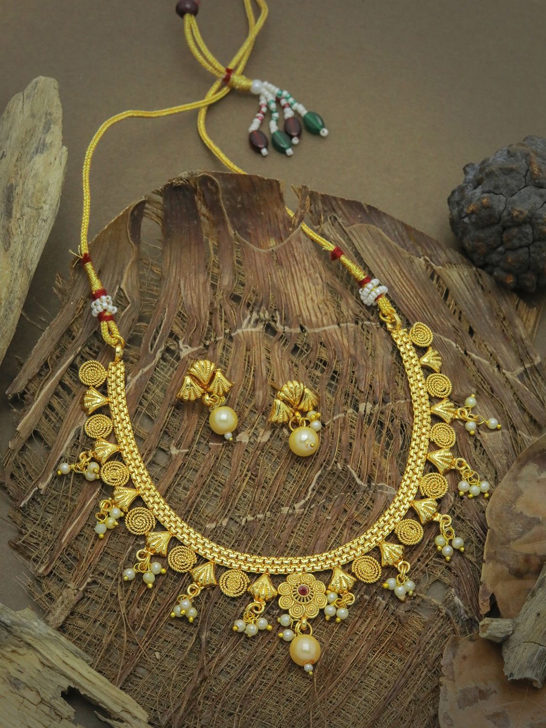 

Anouk Gold-Plated Artificial Beaded Antique Jewellery Set