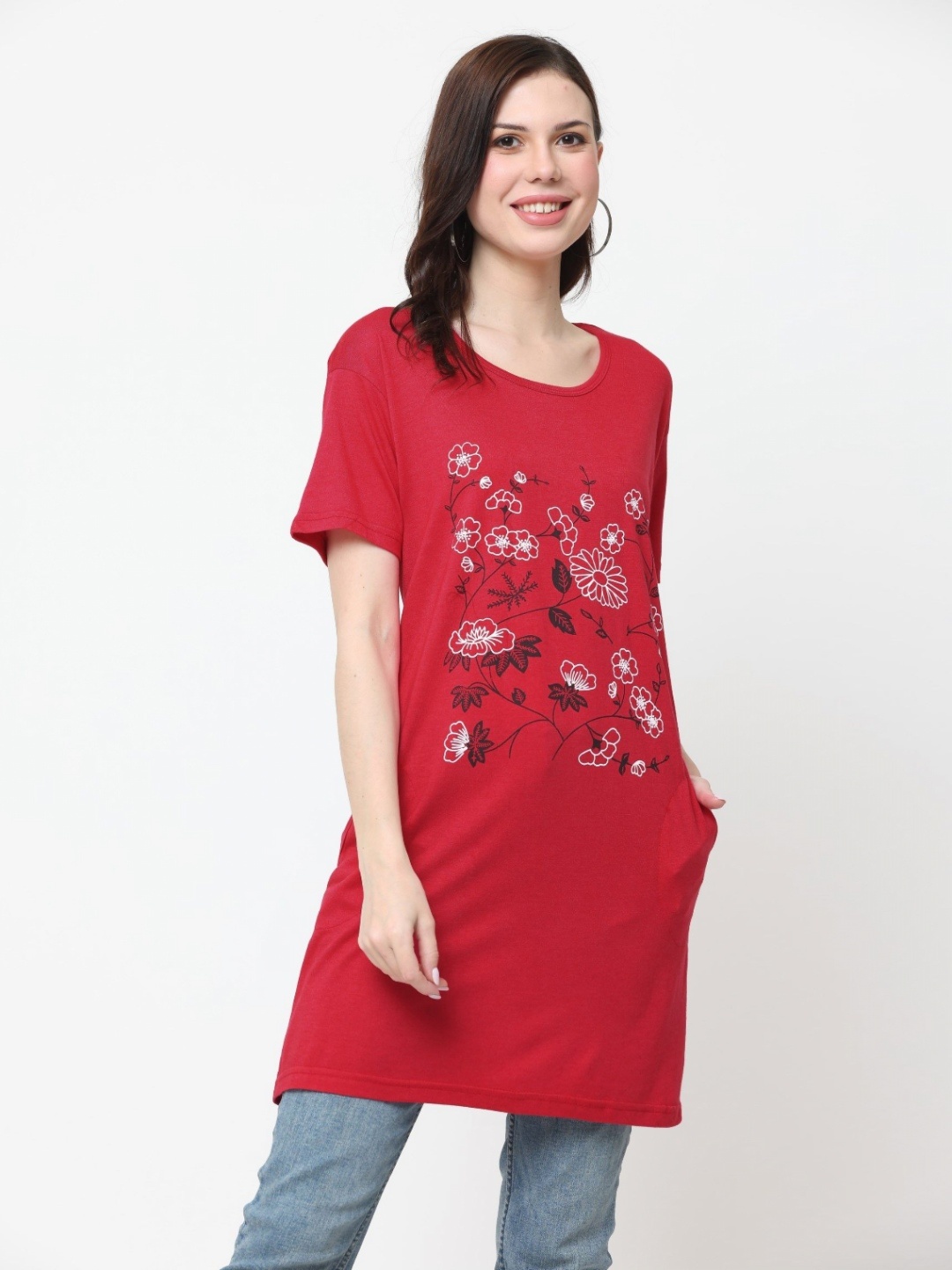 

DDASPRATION Women Printed T-shirt, Red