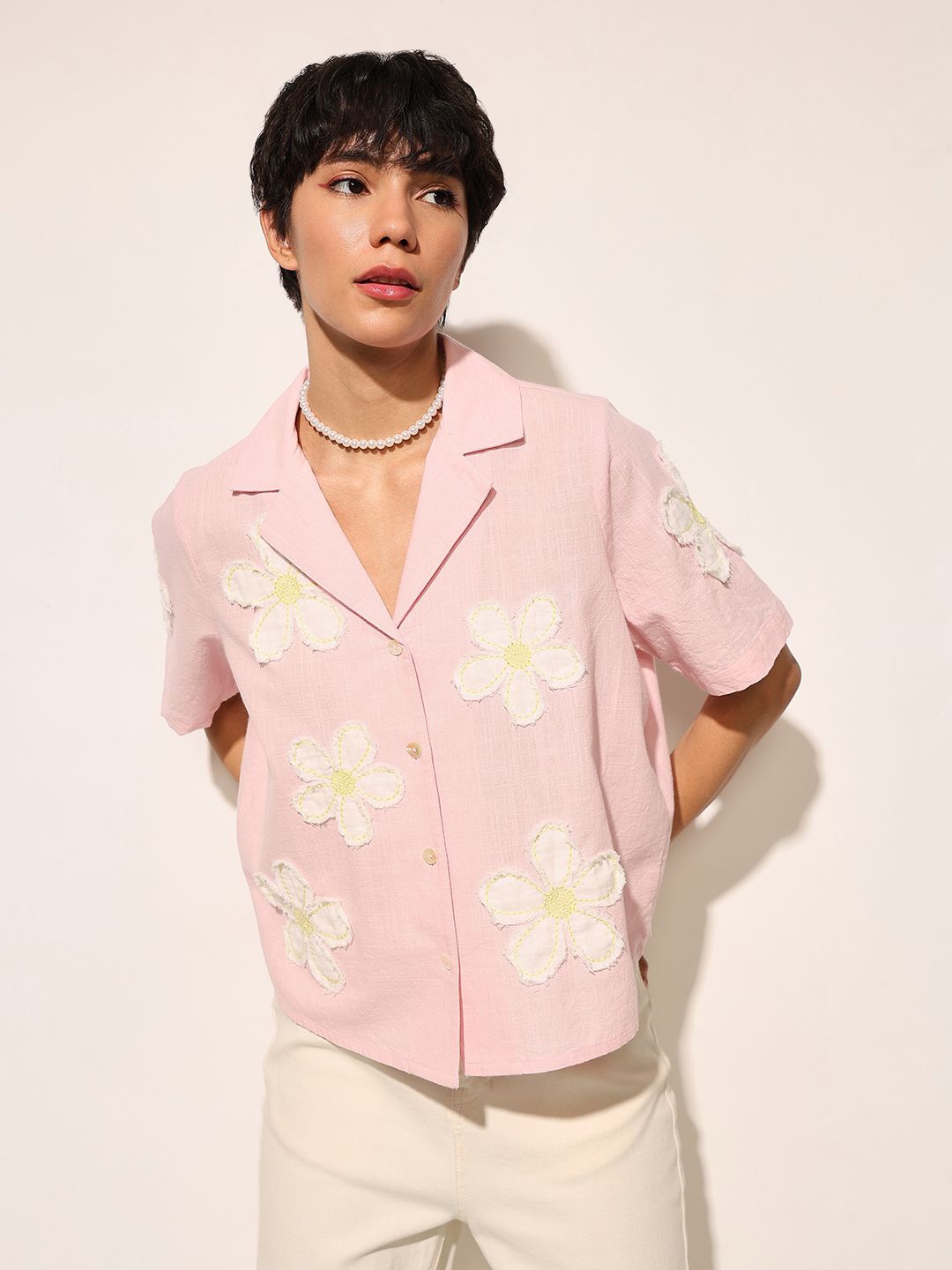 

ONLY Women Floral Opaque Casual Shirt, Pink