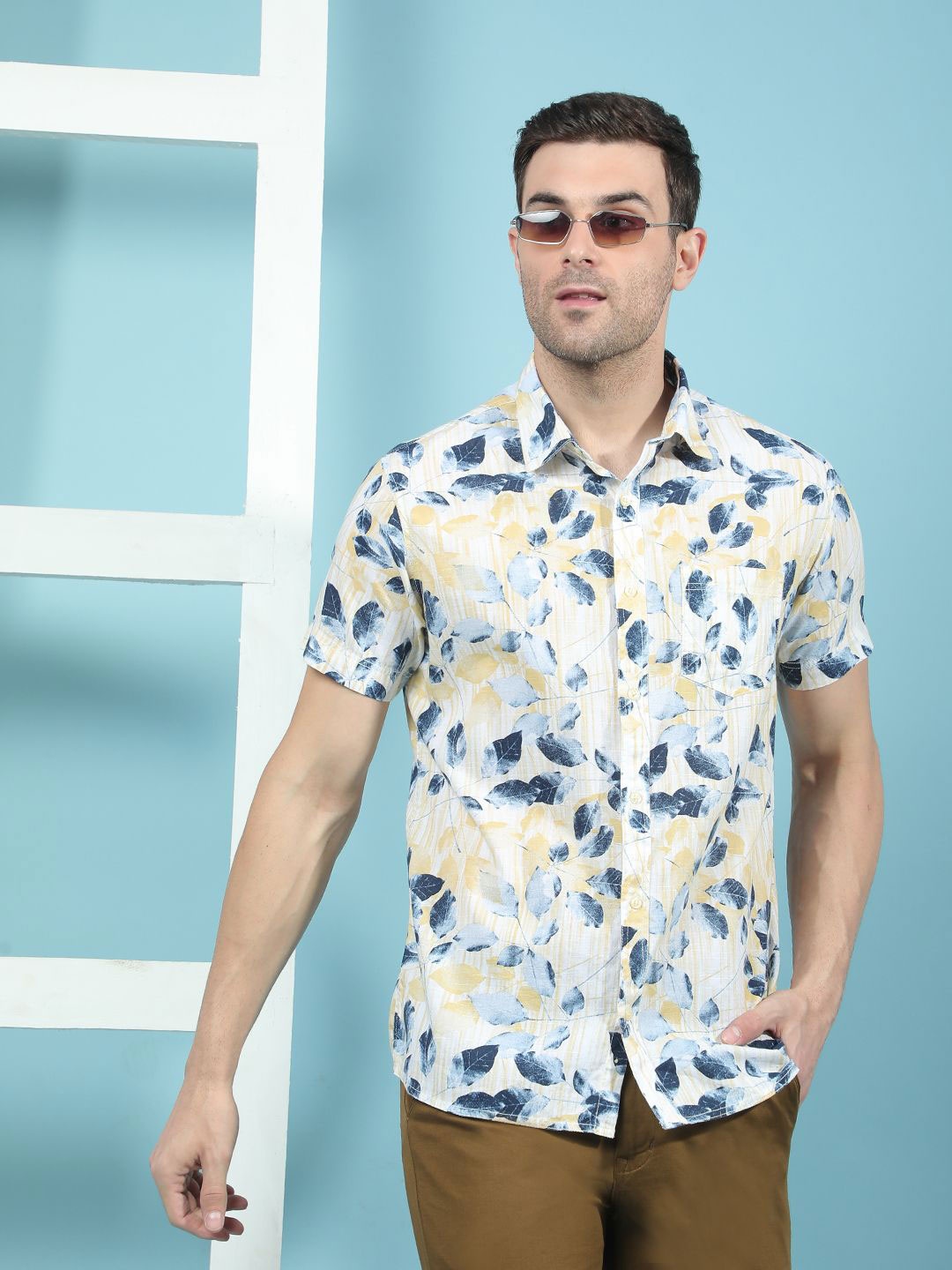 

Canary London Men Smart Slim Fit Floral Opaque Printed Casual Shirt, Yellow