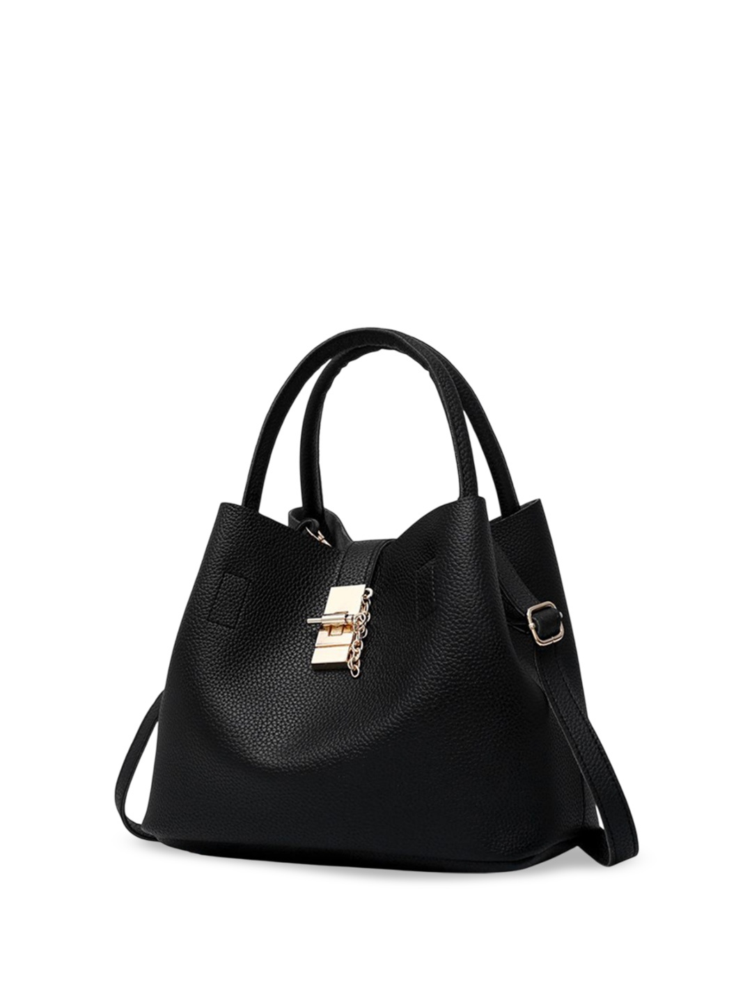 

DressBerry PU Structured Handheld Bag with Tasselled, Black