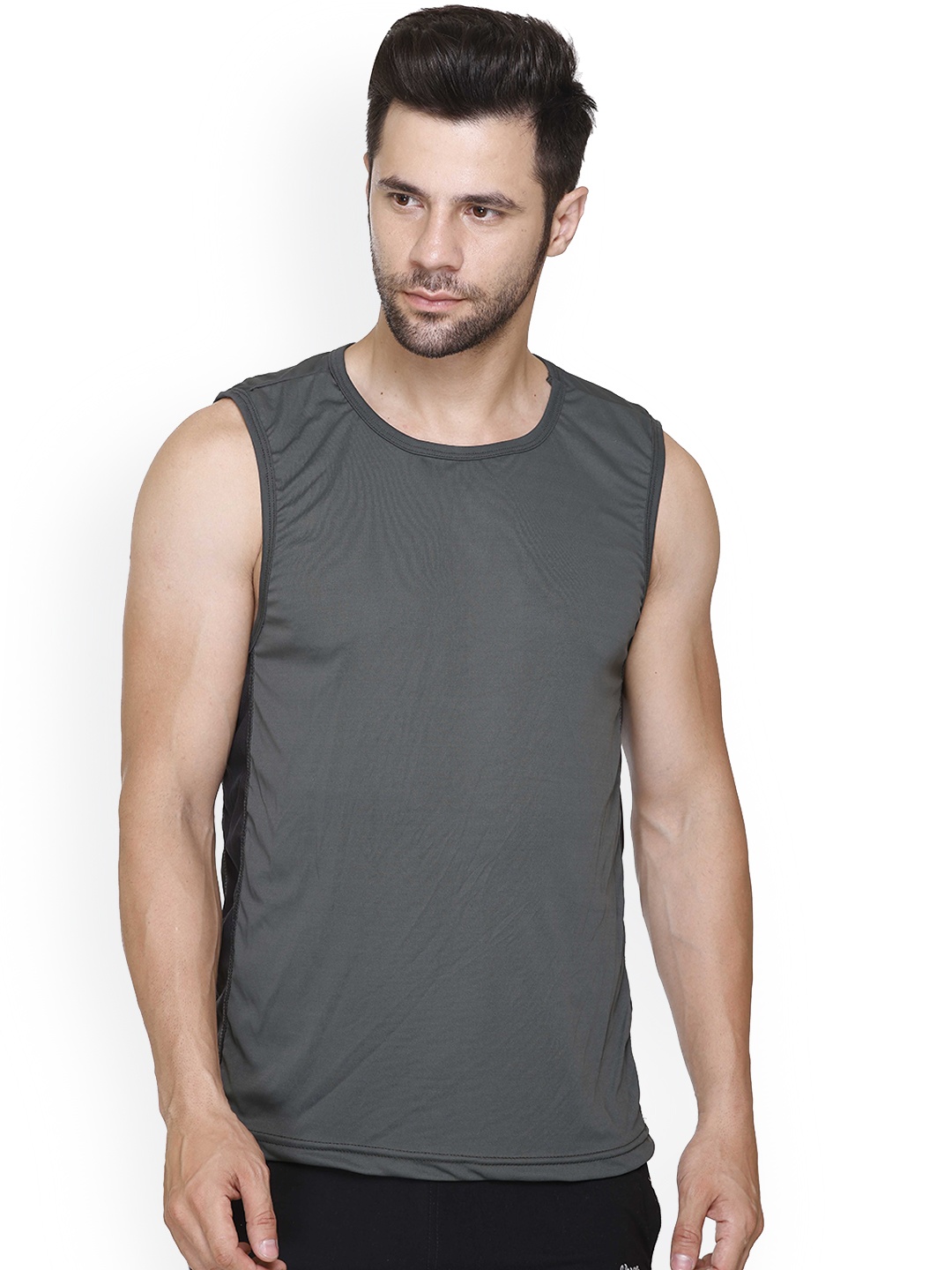 

Colors and Blends Men Round Neck Sleeveless Tshirts, Grey