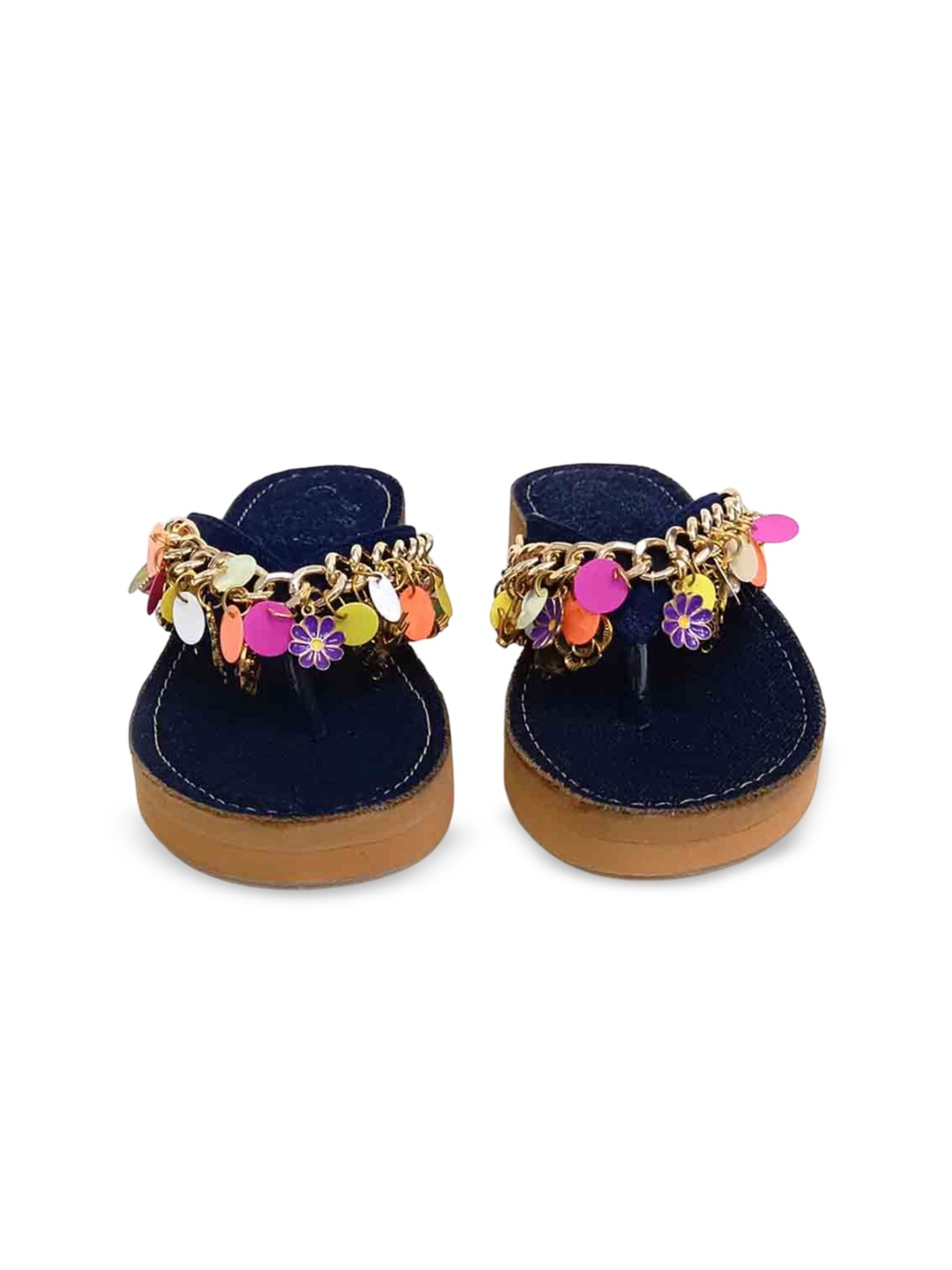 

VANSON SHOES Women Embellished T-Strap Flats, Blue