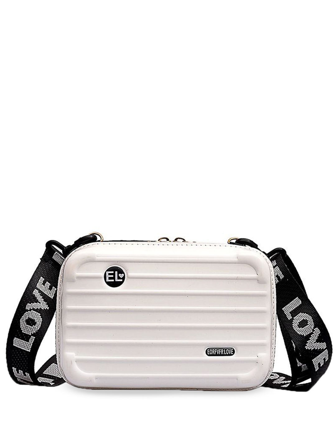 

DressBerry PU Bowling Sling Bag with Applique, White