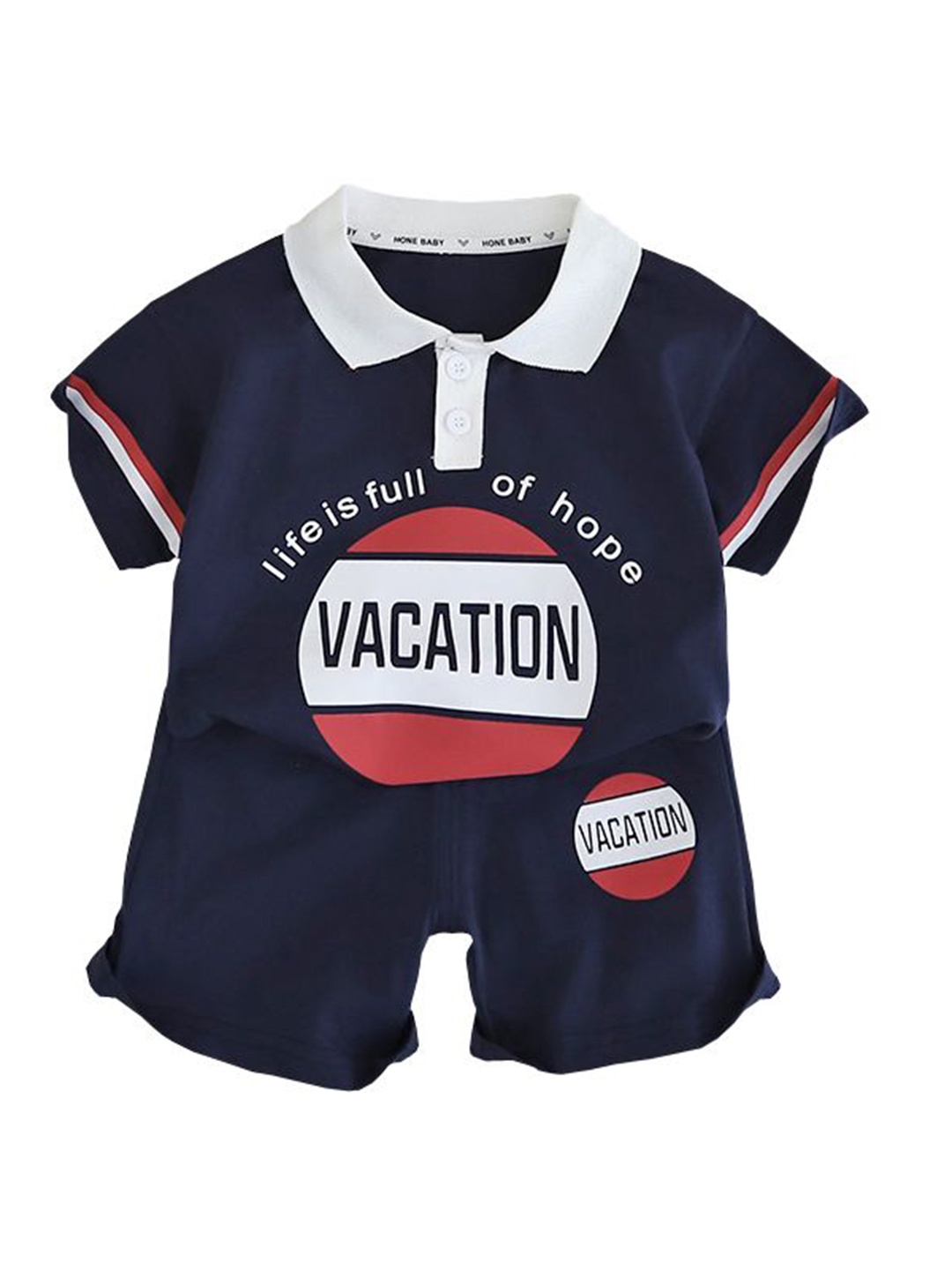 

StyleCast x Revolte Boys Graphic Printed Pure Cotton T-shirt With Shorts, Navy blue
