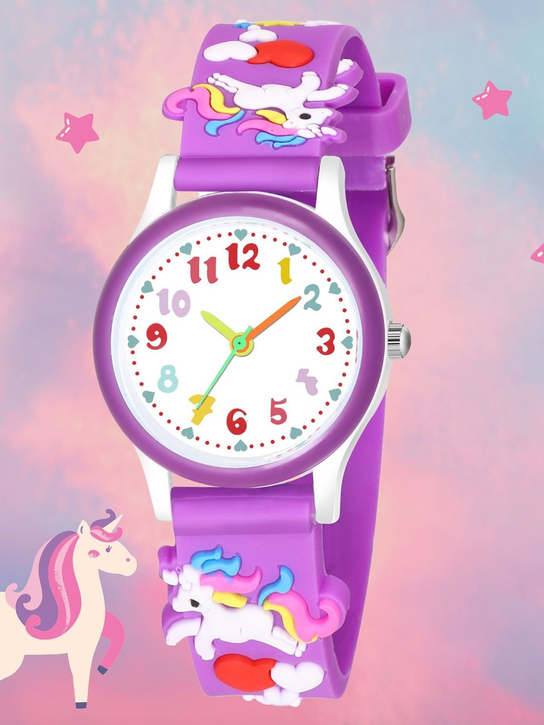 

SWADESI STUFF Kids Dial & Straps Digital Automatic Watch UNI PURPLE 99, White
