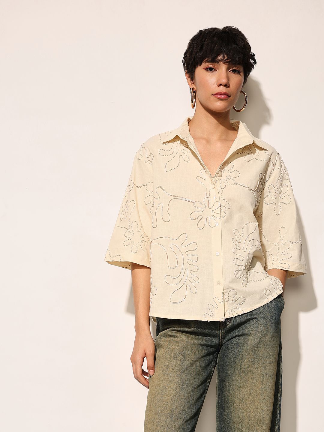 

ONLY Women Opaque Casual Shirt, Beige