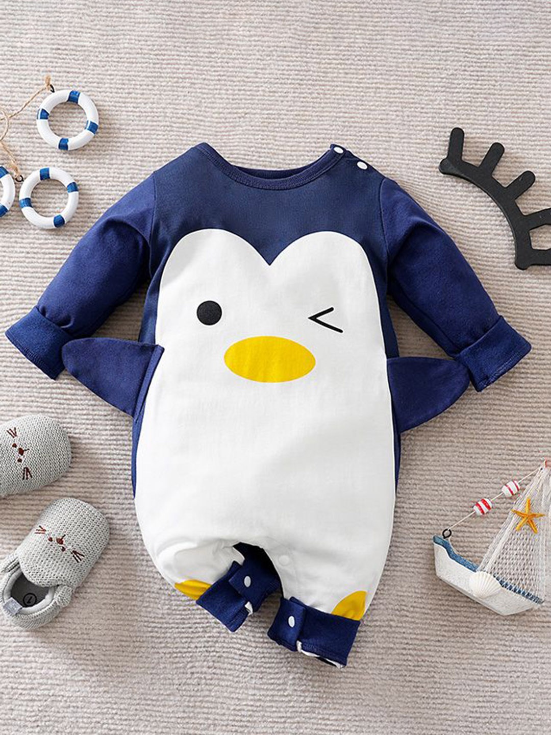 

StyleCast x Revolte Infants Kids Printed Cotton Romper, Navy blue