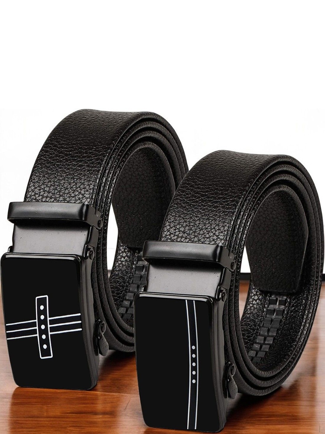 

LOOPA Men Set Of 2 Textured Formal Belt, Black