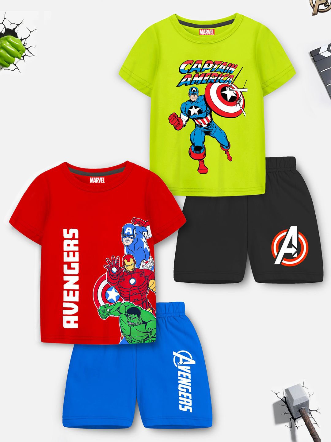 

YK Marvel Selection Of 2 Boys Printed T-shirt With Shorts, Red
