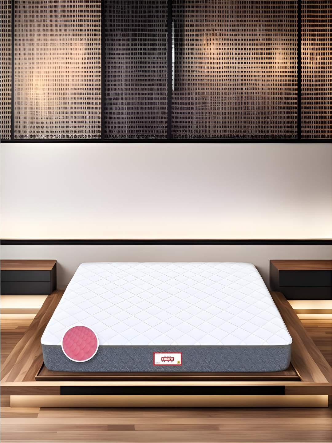 

COIRFIT White & Grey Quilted Cotton Orthopedic King Size Mattress