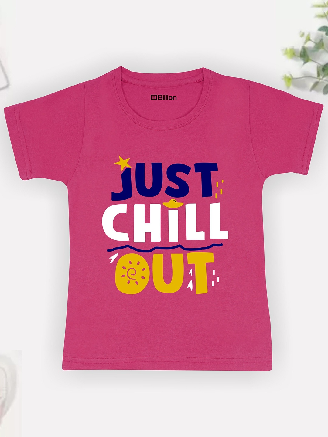 

Billion Boys Printed Extended Sleeves Bio Finish Applique T-shirt, Pink