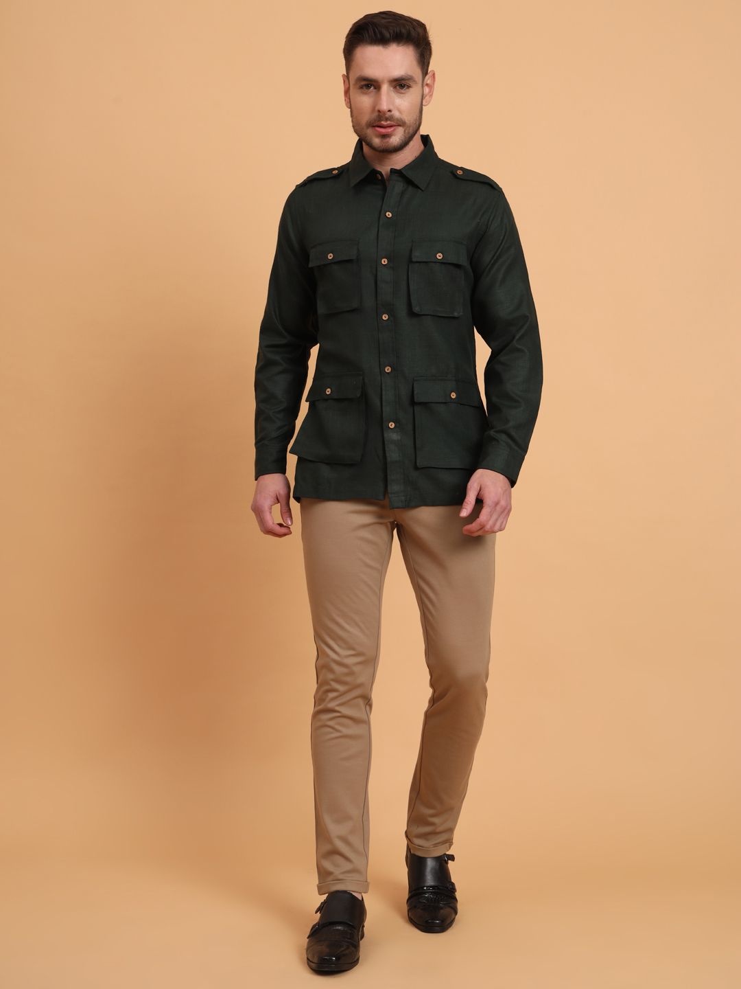 

Aspriya Men Slim Fit Opaque Casual Shirt, Green