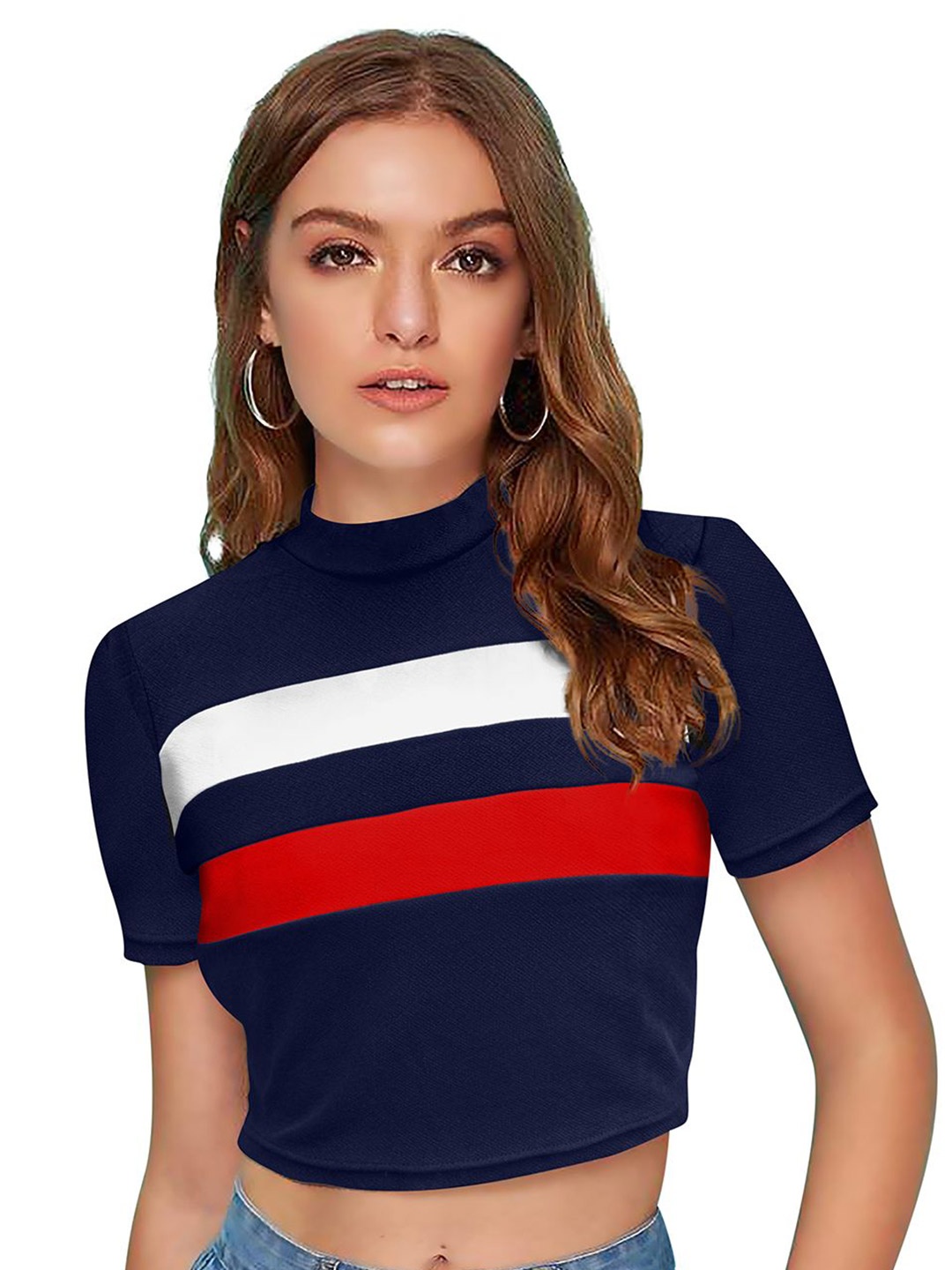 

S.K.C Women Round Neck Short Sleeves Top, Red