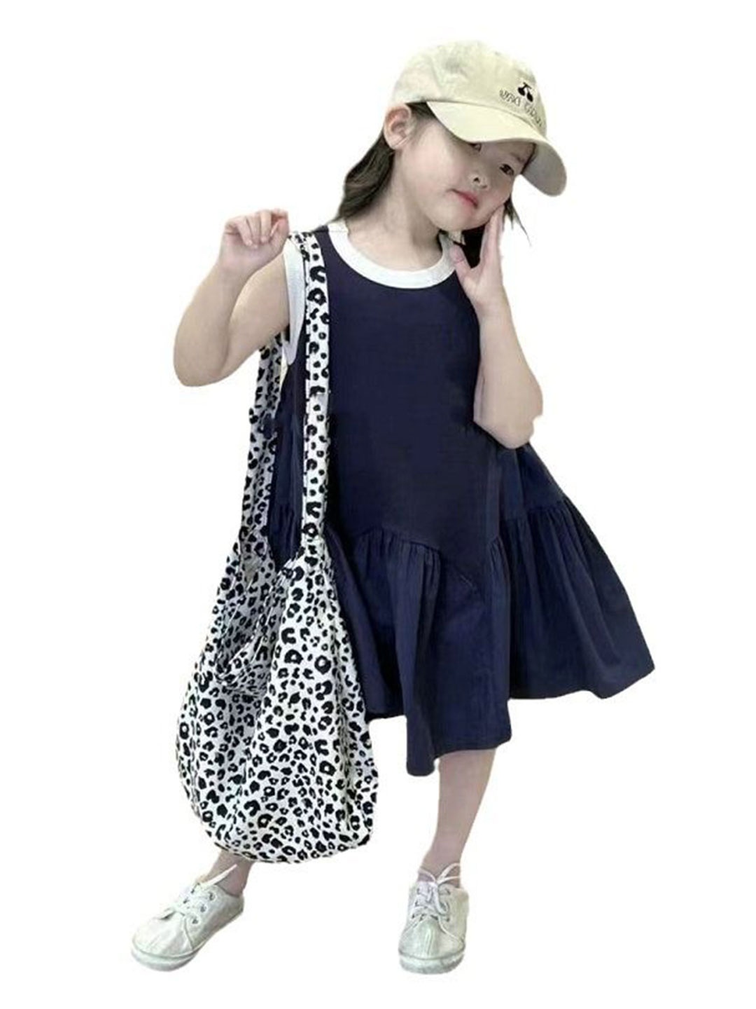 

StyleCast x Revolte Girls Cotton A-Line Mini Dress, Navy blue