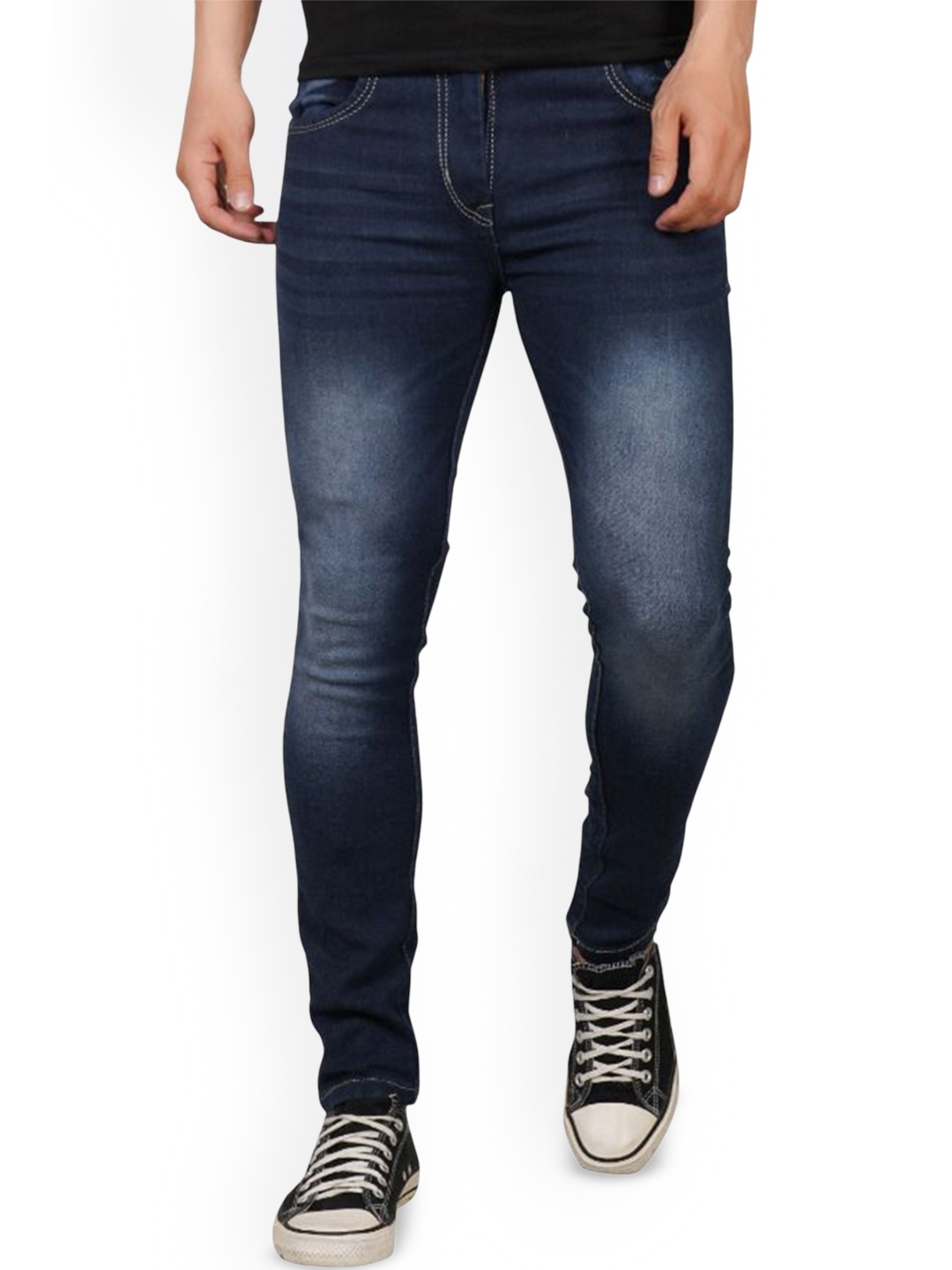 

LINARIA Men Classic Slim Fit Low Distress Light Fade Jeans, Blue