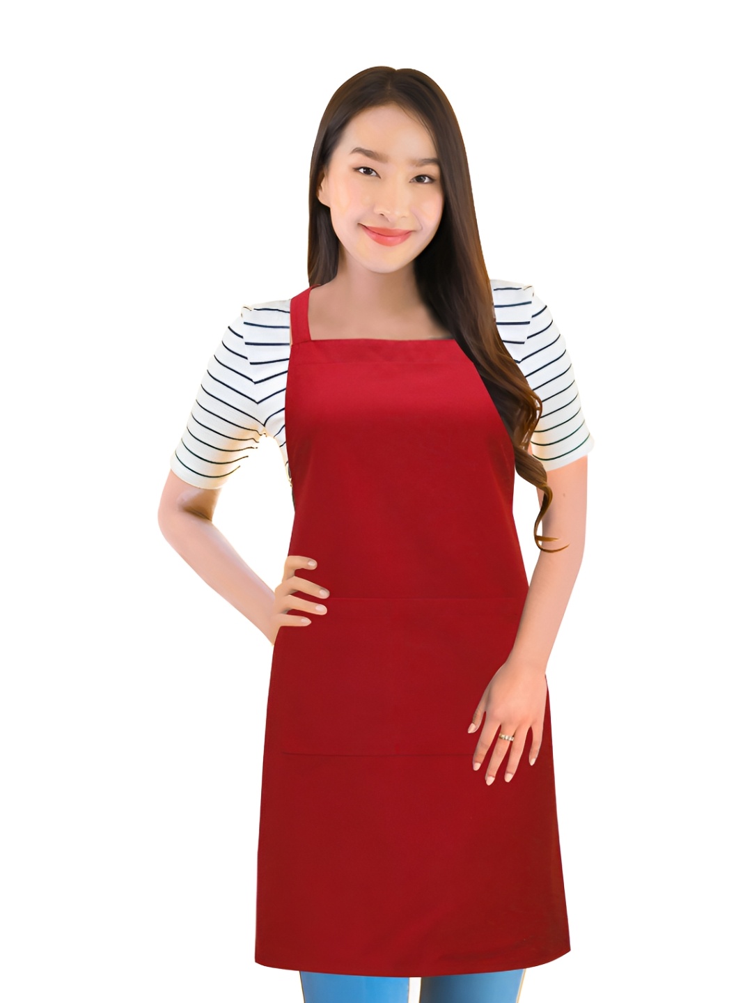 

HOME COLORS.IN Red Cotton Waterproof Apron
