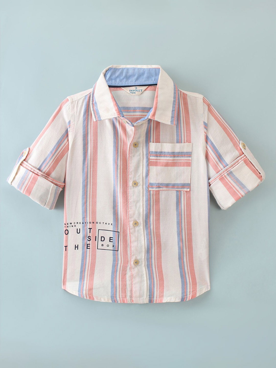 

Infinity Boys Multi Stripes Opaque Striped Casual Shirt, White