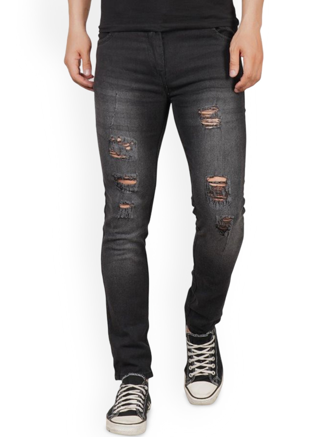 

LINARIA Men Classic Slim Fit Highly Distressed Light Fade Jeans, Grey