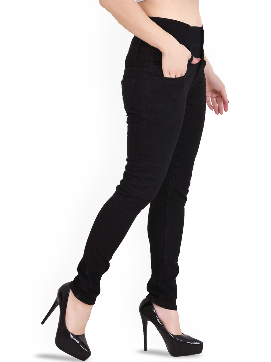 

LINARIA Women Classic Slim Fit Slash Knee Jeans, Black