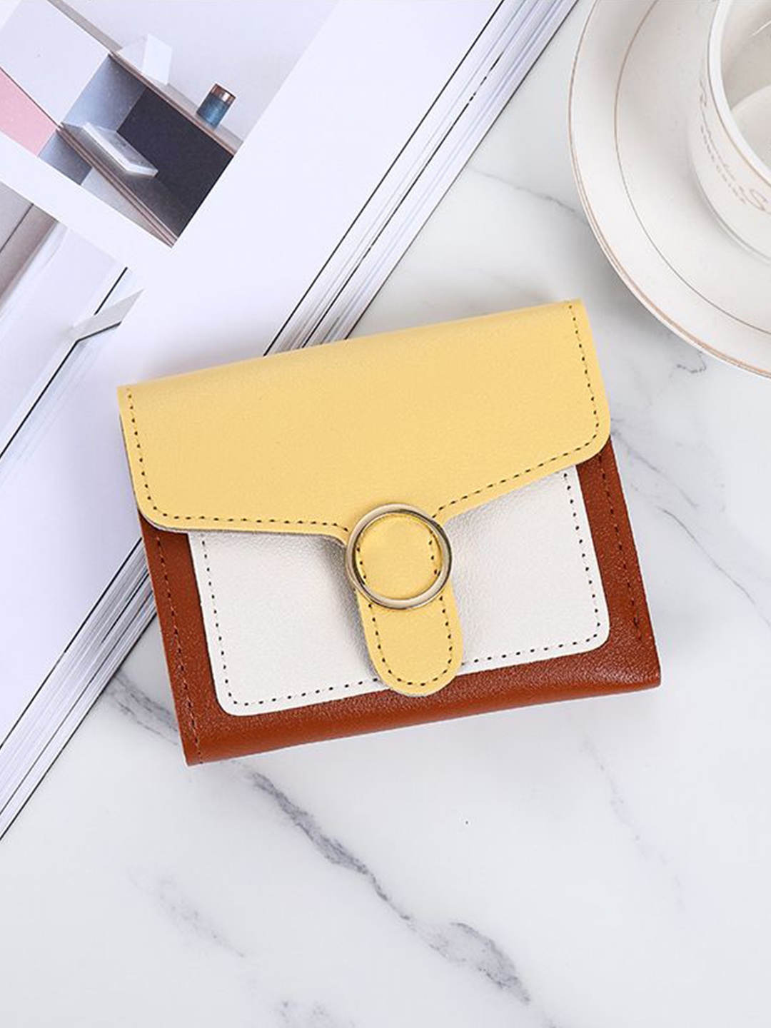 

DressBerry Women Colourblocked PU Card Holder, Yellow